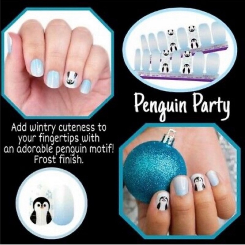 🎉3/$25 color street Penguin party RETIRED Rare nail polish strip NWT blue Ombre